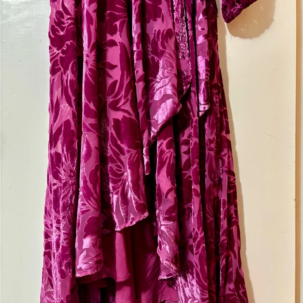 Anthropologie Pink Floral Velvet Long Sleeve Dress - Picture 5 of 5